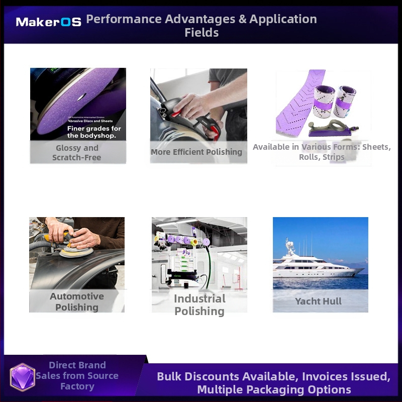 MakerOS порьозен филмов керамичен циклон абразив в ролка, с филмова подложка, за полиране на автомобили, мебели, строителство и композитни материали