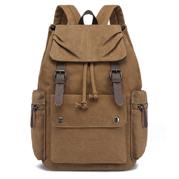 Egyetemi stílusú laptop hátizsák, nagy kapacitású, retro dizájn, kopásálló és vízálló vászonból, belső laptop rekesszel (20-35L, canvas)