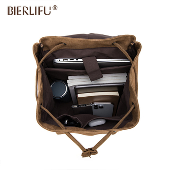 Egyetemi stílusú laptop hátizsák, nagy kapacitású, retro dizájn, kopásálló és vízálló vászonból, belső laptop rekesszel (20-35L, canvas)