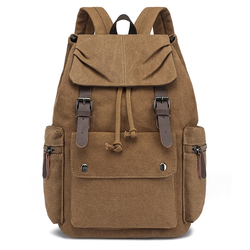 Egyetemi stílusú laptop hátizsák, nagy kapacitású, retro dizájn, kopásálló és vízálló vászonból, belső laptop rekesszel (20-35L, canvas)