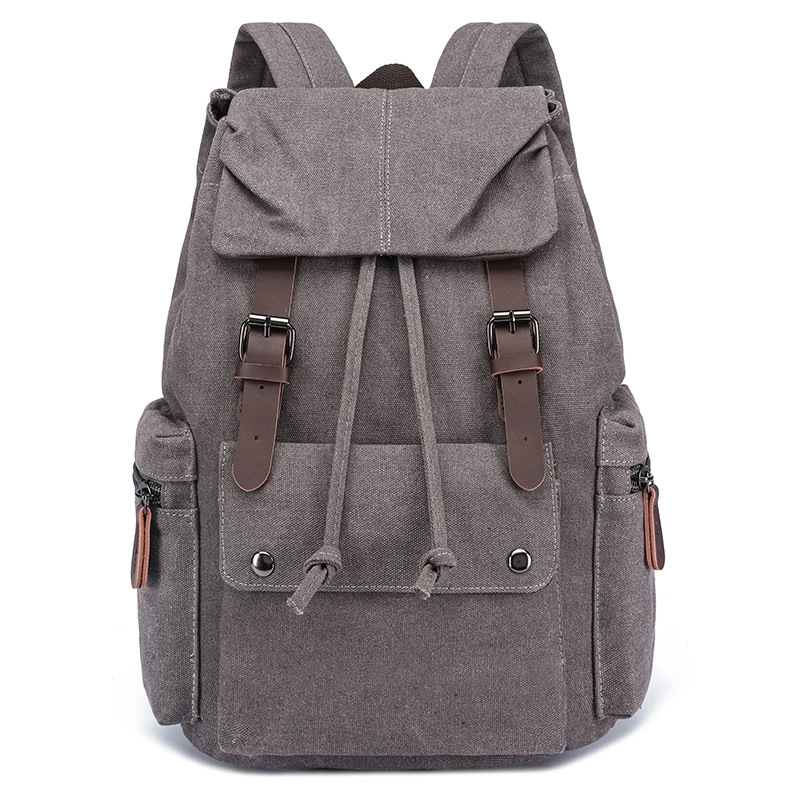 Egyetemi stílusú laptop hátizsák, nagy kapacitású, retro dizájn, kopásálló és vízálló vászonból, belső laptop rekesszel (20-35L, canvas)