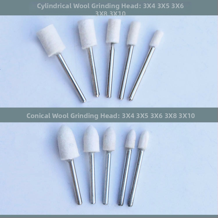 Комплект глави за шлайфане – вълнени глави за дърво и нефрит, марка Three Rabbits, модел Mixed Wool Grinding Head Suit, материал: вълна, приложение: шлайфане и полиране