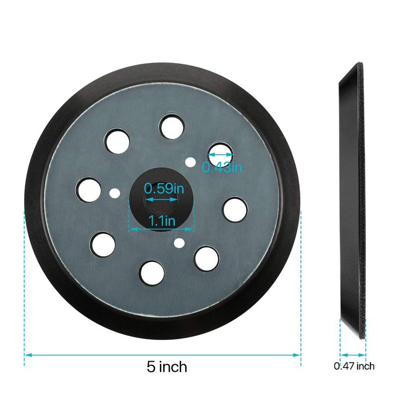 WELIBA гумена тава за шлайфане с 8 дупки, 3- или 4-очни отвори, съвместима с Makita BO5041 MT922 полиращ пневматичен инструмент