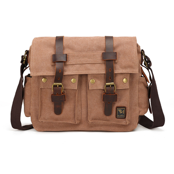 Платнена мъжка презрамкова чанта за ежедневна употреба, съвместима с 14-инчов лаптоп, облицовка от платно