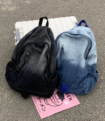 Σακίδιο ντένιμ, Unisex, κατάλληλο για φορητό 13 ιντσών, στυλ δρόμου με γεωμετρικό μοτίβο