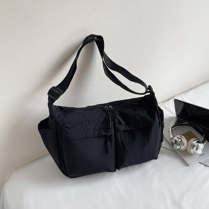 Női Tote táska utcai divat stílusban, nylonból, vízszintes négyzet alak, cipzáras nyitás