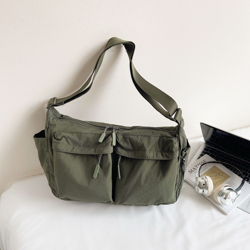 Női Tote táska utcai divat stílusban, nylonból, vízszintes négyzet alak, cipzáras nyitás