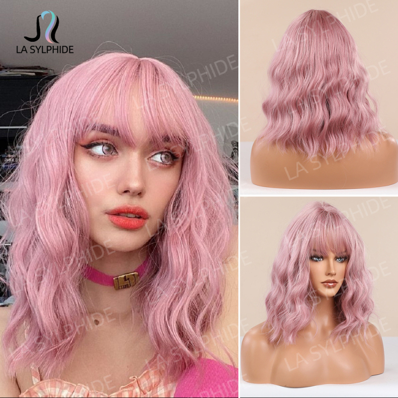 Περούκα lc210-1N — Θερμοανθεκτικό ινίδιο, Qi φράντζες, μακριά σγουρά μαλλιά