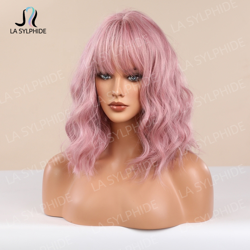 Περούκα lc210-1N — Θερμοανθεκτικό ινίδιο, Qi φράντζες, μακριά σγουρά μαλλιά