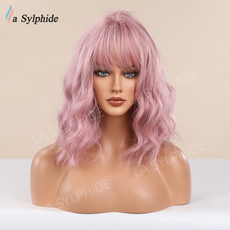 Περούκα lc210-1N — Θερμοανθεκτικό ινίδιο, Qi φράντζες, μακριά σγουρά μαλλιά