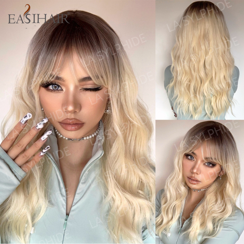 Περούκα lc210-1N — Θερμοανθεκτικό ινίδιο, Qi φράντζες, μακριά σγουρά μαλλιά