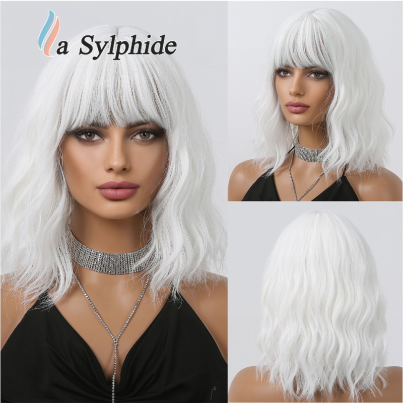 Περούκα lc210-1N — Θερμοανθεκτικό ινίδιο, Qi φράντζες, μακριά σγουρά μαλλιά