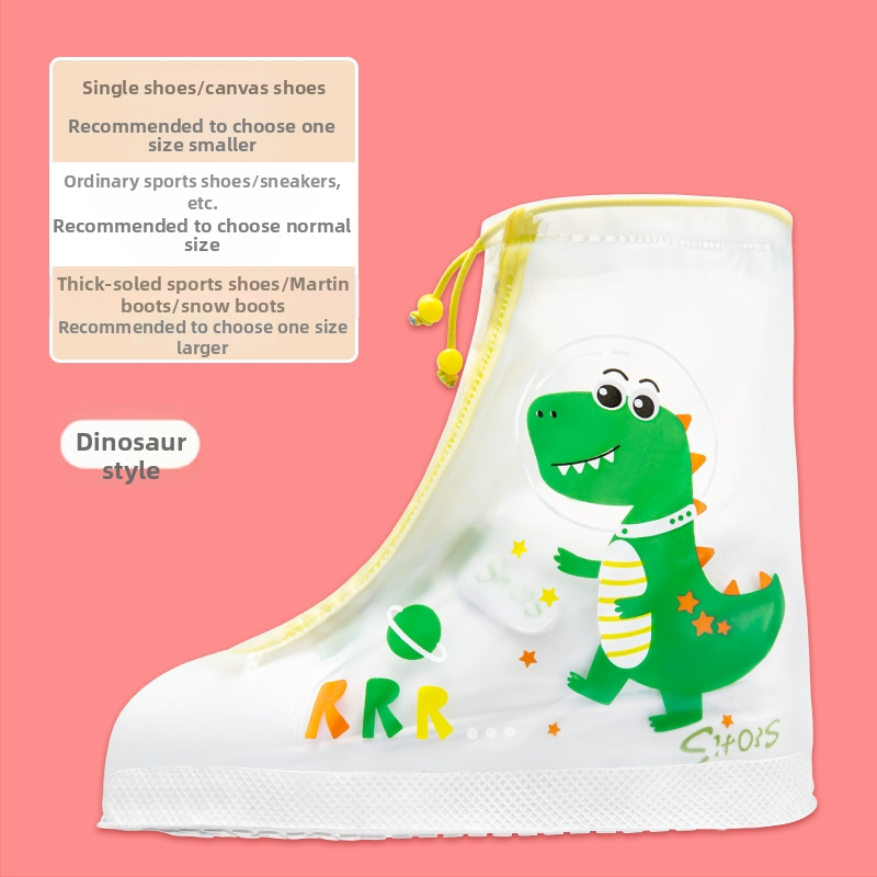 Vaikų lietaus batų uždangalai – vandeniui atsparūs, neslystantys, atsparūs dėvėjimui, atsparūs nešvarumams; karikatūrų motyvai (vienaragis, antis, dinozauras, lokys)