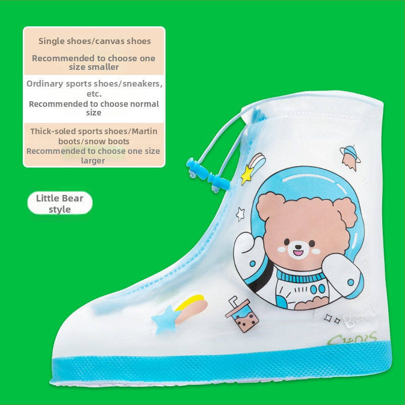 Vaikų lietaus batų uždangalai – vandeniui atsparūs, neslystantys, atsparūs dėvėjimui, atsparūs nešvarumams; karikatūrų motyvai (vienaragis, antis, dinozauras, lokys)