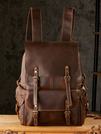 Σακίδιο από γνήσιο δέρμα – κορυφαίο δέρμα βοδιού; χωρητικότητα κάτω από 20L; καμπύλος ιμάντας ώμου; Simple & Nature