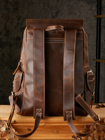 Σακίδιο από γνήσιο δέρμα – κορυφαίο δέρμα βοδιού; χωρητικότητα κάτω από 20L; καμπύλος ιμάντας ώμου; Simple & Nature