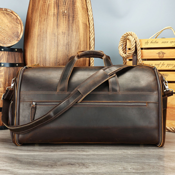 Marunte ανδρική δερμάτινη τσάντα ταξιδιού με χειραποσκευή, υψηλής ποιότητας Crazy Horse δέρμα, χωρητικότητα 36-55 L, επένδυση πολυεστέρα, επιχειρηματικό στυλ