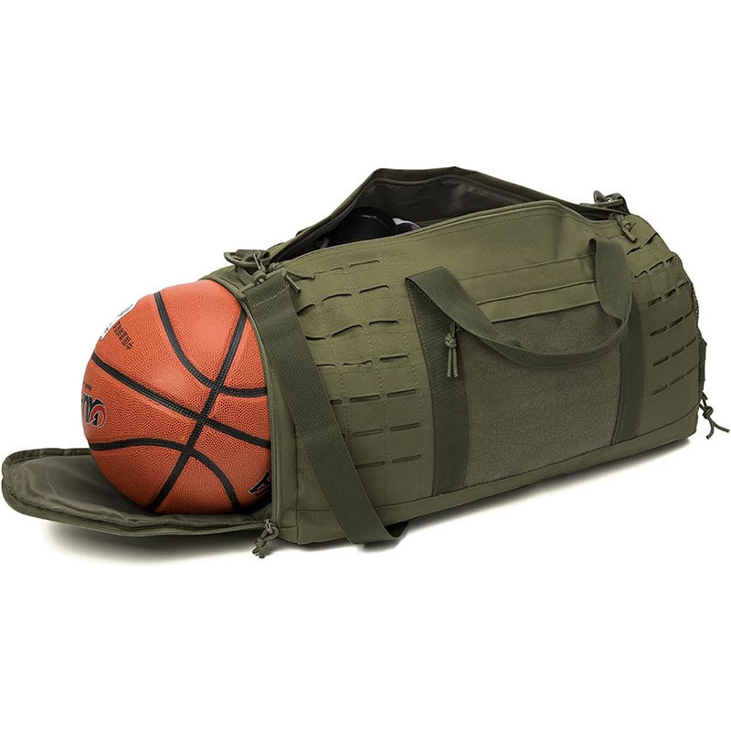 Тактическа дуфел чанта за пътуване със цип, 20–35 л, оксфордова материя, телескопична дръжка, двойни презрамки