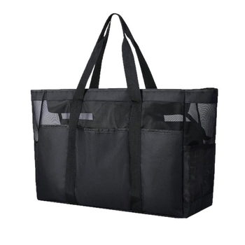 Τσάντα παραλίας από πολυεστέρα, κυβοειδούς σχήματος, με πλέγμα, πολλαπλών χρήσεων για ταξίδια, μακιγιάζ και οικιακή αποθήκευση