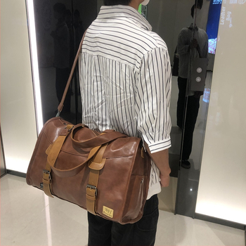 Мъжка чанта за рамо — синтетична кожа, за 15-инчов лаптоп, бизнес пътуване