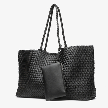 Női szőtt válltáska, PU anyag, városi egyszerű stílus, vízszintes négyzet alakú forma, mágneses zárás, 2025 nyár