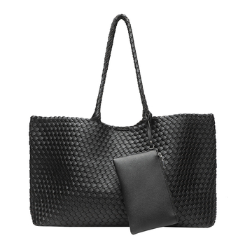 Női szőtt válltáska, PU anyag, városi egyszerű stílus, vízszintes négyzet alakú forma, mágneses zárás, 2025 nyár