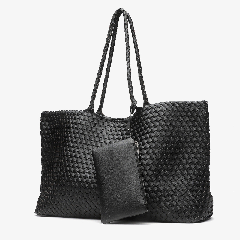 Női szőtt válltáska, PU anyag, városi egyszerű stílus, vízszintes négyzet alakú forma, mágneses zárás, 2025 nyár