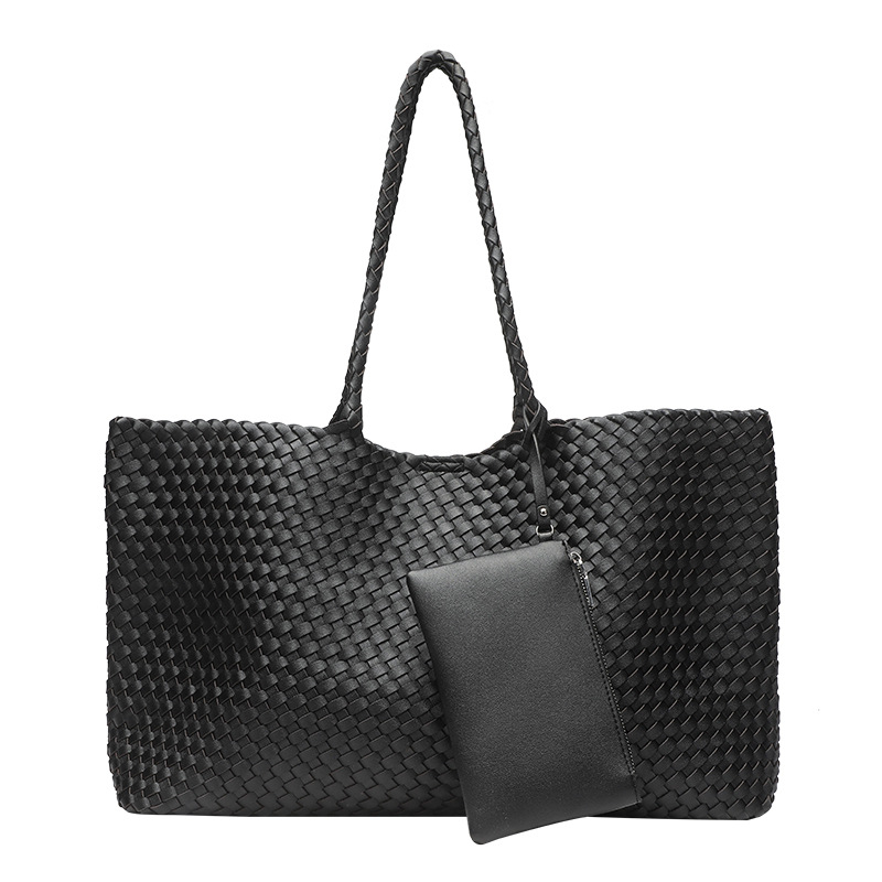 Női szőtt válltáska, PU anyag, városi egyszerű stílus, vízszintes négyzet alakú forma, mágneses zárás, 2025 nyár