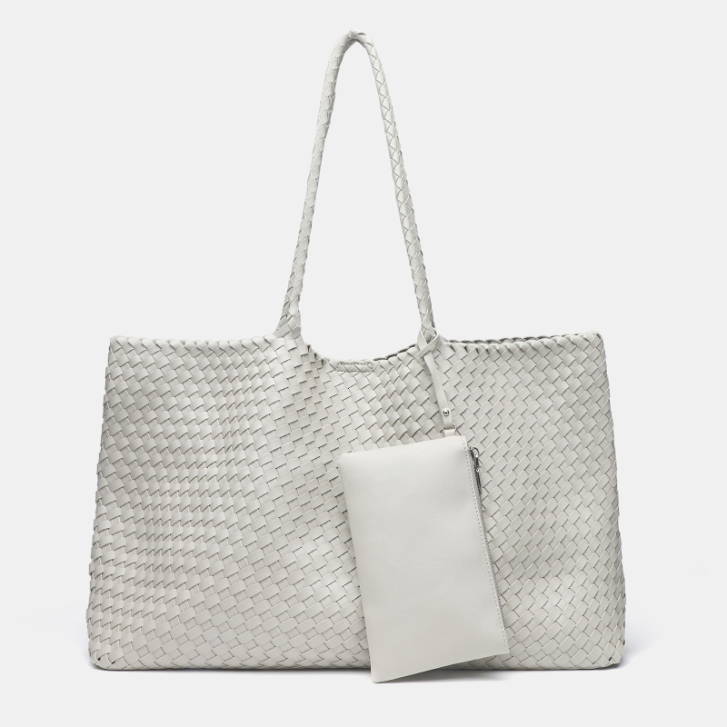 Női szőtt válltáska, PU anyag, városi egyszerű stílus, vízszintes négyzet alakú forma, mágneses zárás, 2025 nyár