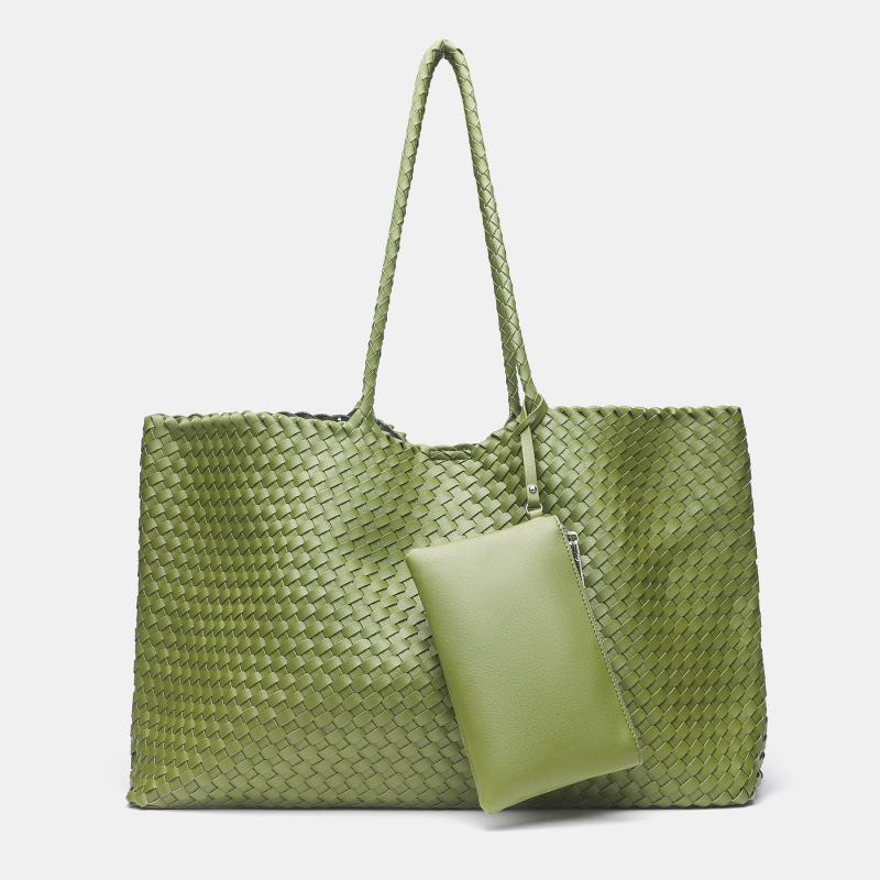 Női szőtt válltáska, PU anyag, városi egyszerű stílus, vízszintes négyzet alakú forma, mágneses zárás, 2025 nyár