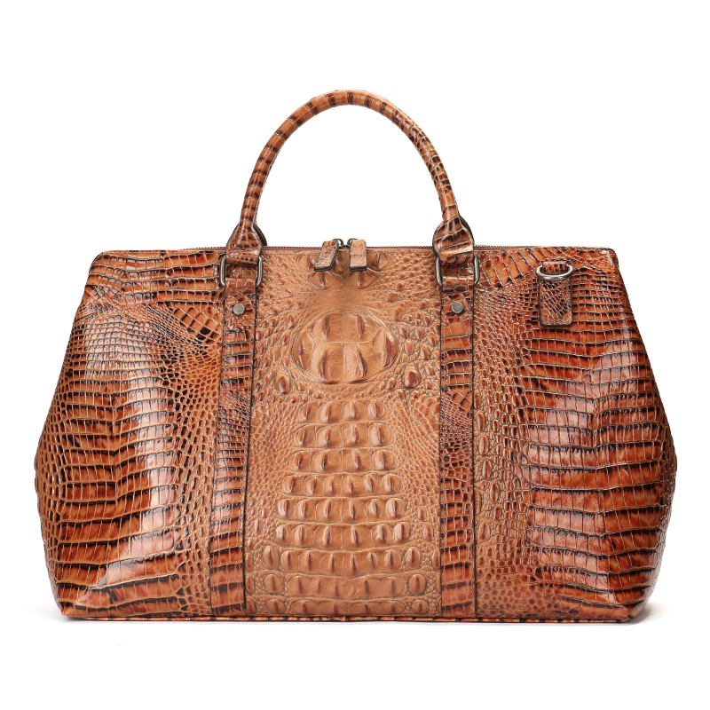 NIUCUNZH пътна дуфел чанта — капацитет 20–35 л, първокласна телешка кожа от горния слой, крокодилен модел, водоустойчива и износоустойчива, модел 4020, унисекс