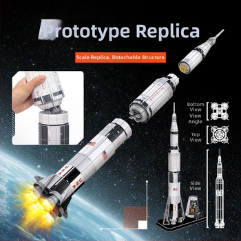 Lego-kompatibilis Apollo Saturn V építőblokkok LED-fényfunkcióval, 800+ darab, ABS műanyag, DIY-barát