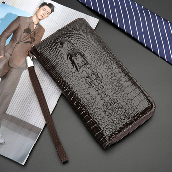 PU odinis vyriškas clutch su vertikaliu kvadratiniu formu, užtrauktukas, atsparus vandeniui, gyvūnų raštas