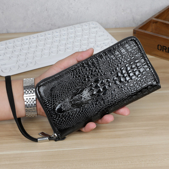 PU odinis vyriškas clutch su vertikaliu kvadratiniu formu, užtrauktukas, atsparus vandeniui, gyvūnų raštas