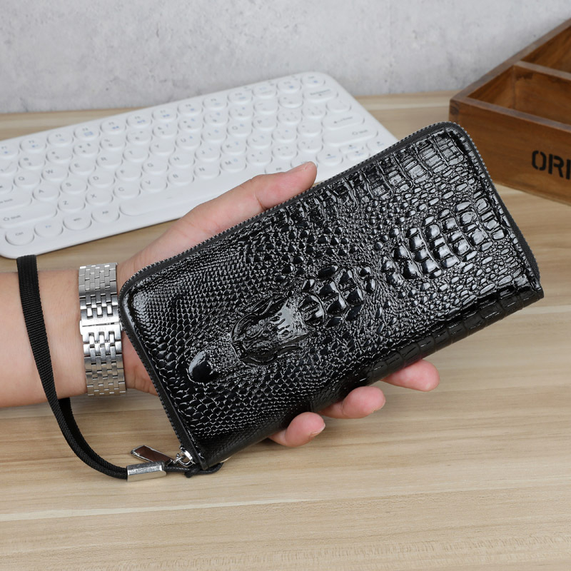 PU odinis vyriškas clutch su vertikaliu kvadratiniu formu, užtrauktukas, atsparus vandeniui, gyvūnų raštas