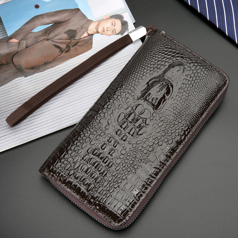 PU odinis vyriškas clutch su vertikaliu kvadratiniu formu, užtrauktukas, atsparus vandeniui, gyvūnų raštas