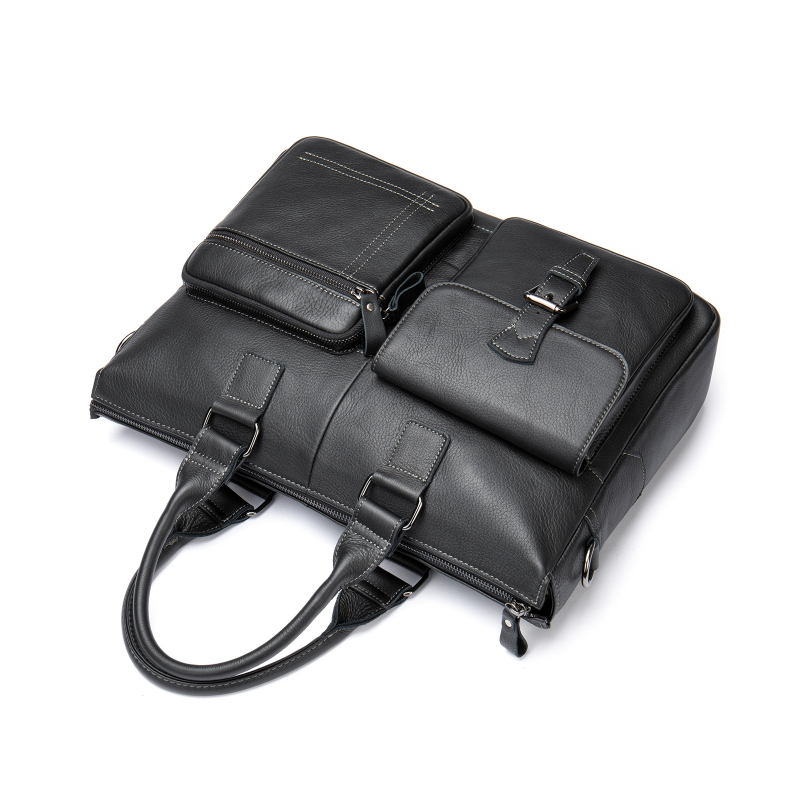 Maltette valódi bőr laptop táska üzleti stílusban, felsőrétegű marhabőr, vízálló és bővíthető