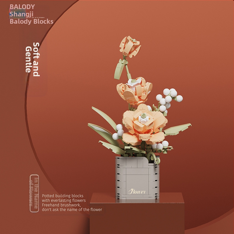 BALODY 21222 Букет от строителни блокчета: роза-орхидея — ABS пластмаса, DIY комплект, над 800 части, за възраст 7–14 г