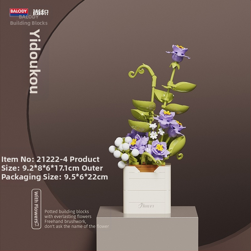 BALODY 21222 Rozsa-orkidea építőblokkok virágcsokor — ABS műanyag, DIY készlet, több mint 800 darab, 7–14 éveseknek