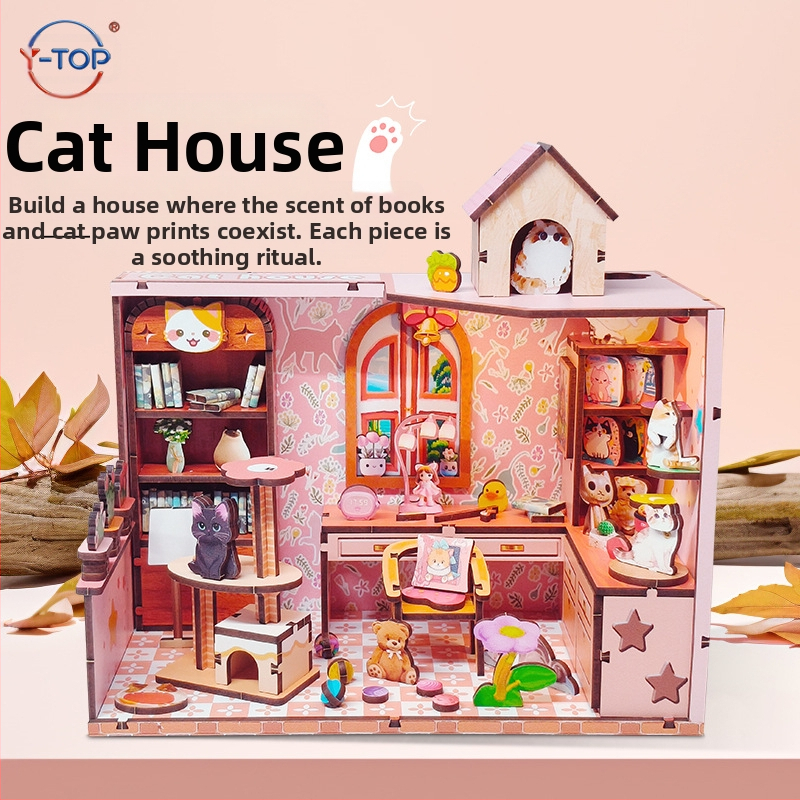 Ξύλινο παζλ για χειροποίητη συναρμολόγηση μικρής σκηνής — εκπαιδευτικό παιχνίδι, δημιουργικό διακοσμητικό αντικείμενο, μάρκα Y-TOP, για άτομα 15–35 ετών