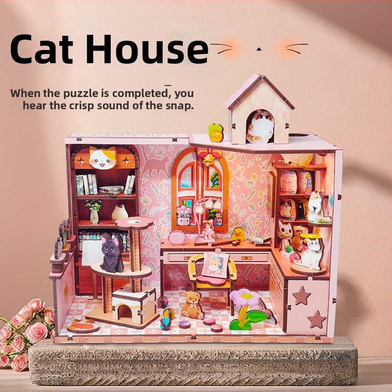 Ξύλινο παζλ για χειροποίητη συναρμολόγηση μικρής σκηνής — εκπαιδευτικό παιχνίδι, δημιουργικό διακοσμητικό αντικείμενο, μάρκα Y-TOP, για άτομα 15–35 ετών