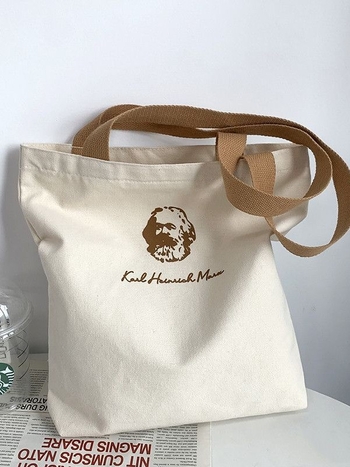 HANQIN vászontáska vertikális négyzetes formával, cipzár, ID-zseb és dupla vállpánt