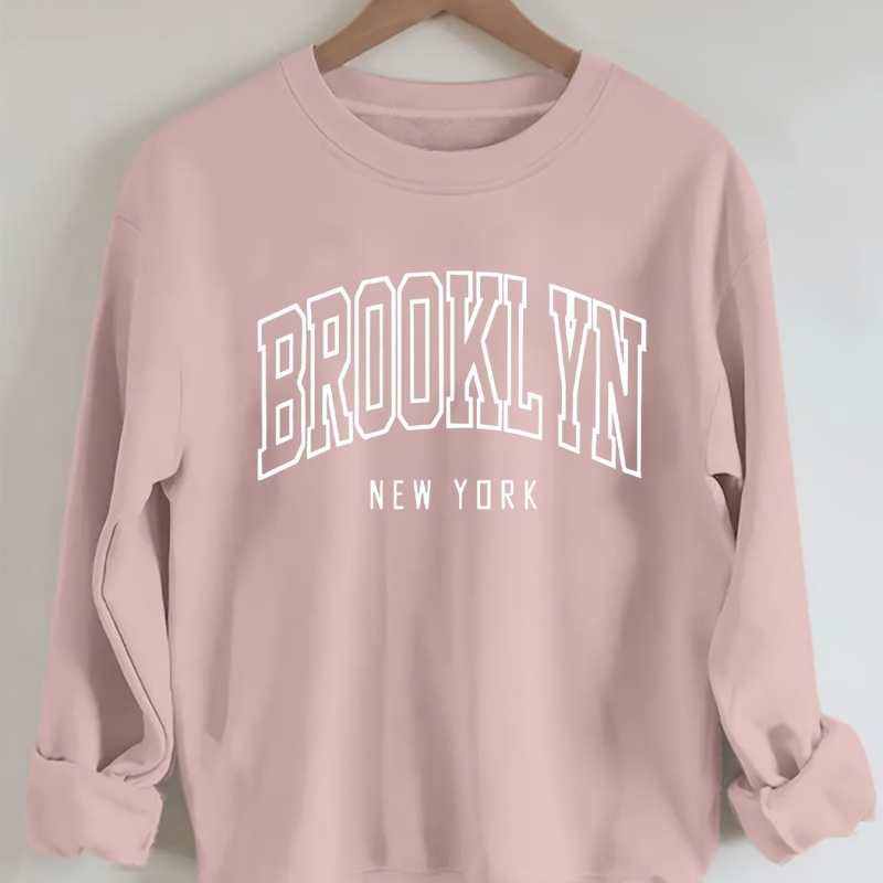 Brooklyn betűk pulóver, laza lányos stílus, poliészter 95%+, betűs minta, kerek nyakú, rövid ujjú