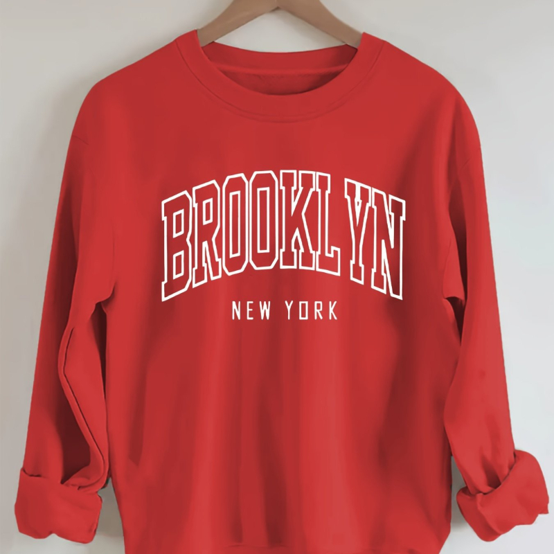 Brooklyn betűk pulóver, laza lányos stílus, poliészter 95%+, betűs minta, kerek nyakú, rövid ujjú