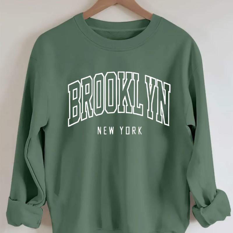 Brooklyn betűk pulóver, laza lányos stílus, poliészter 95%+, betűs minta, kerek nyakú, rövid ujjú