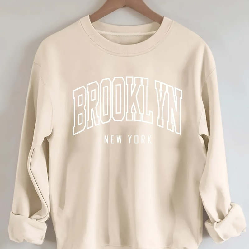 Brooklyn betűk pulóver, laza lányos stílus, poliészter 95%+, betűs minta, kerek nyakú, rövid ujjú