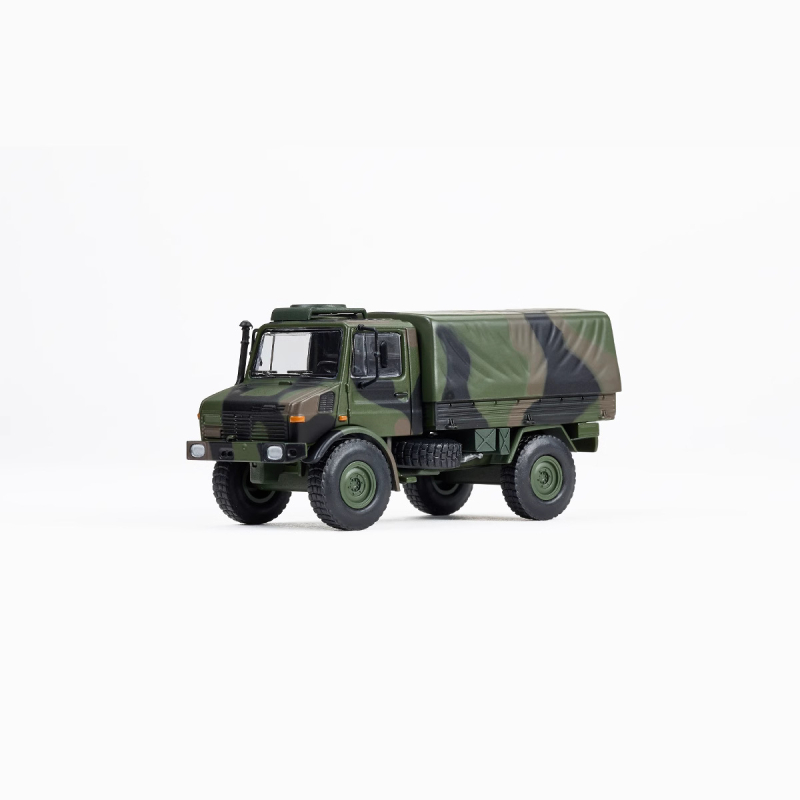 Mcdi Unimog U1300L офроуд спасителен RV модел автомобил, сплавно тяло, мащаб 1:64, ръчно управление