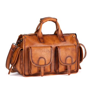 Мъжка делова чанта за ръка от естествена кожа, растително обработена кожа, голям капацитет, множество отделения – Bauerte