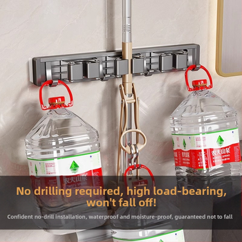 Zidni držač za mop i metlu | aluminij tipa kosmos | nosivost 10 kg | oksidacijski postupak | završni oksidacijski sloj | lagani luksuzni stil