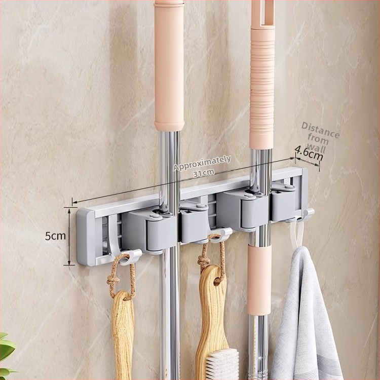 Zidni držač za mop i metlu | aluminij tipa kosmos | nosivost 10 kg | oksidacijski postupak | završni oksidacijski sloj | lagani luksuzni stil